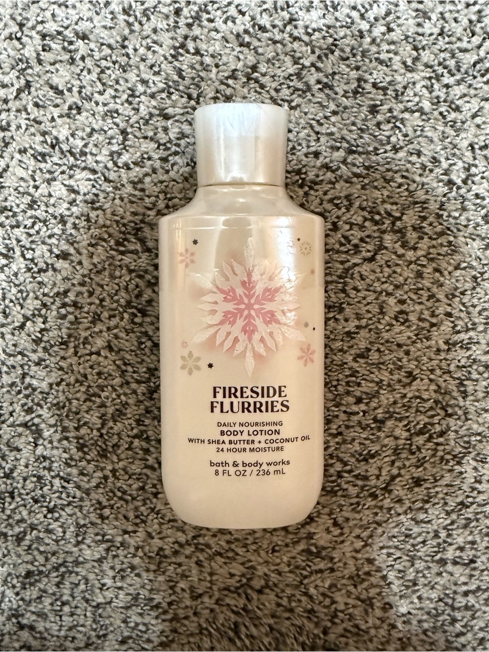 Bath & Body Works Cream Body Lotion with Pink Snowflake Design